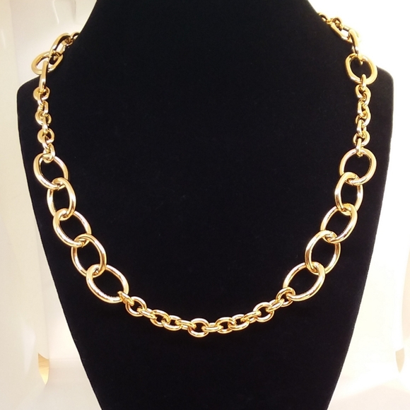 Moda Al Massimo 18k Yellow Gold over Bronze Oversized Chain Link Necklace - Picture 6 of 7